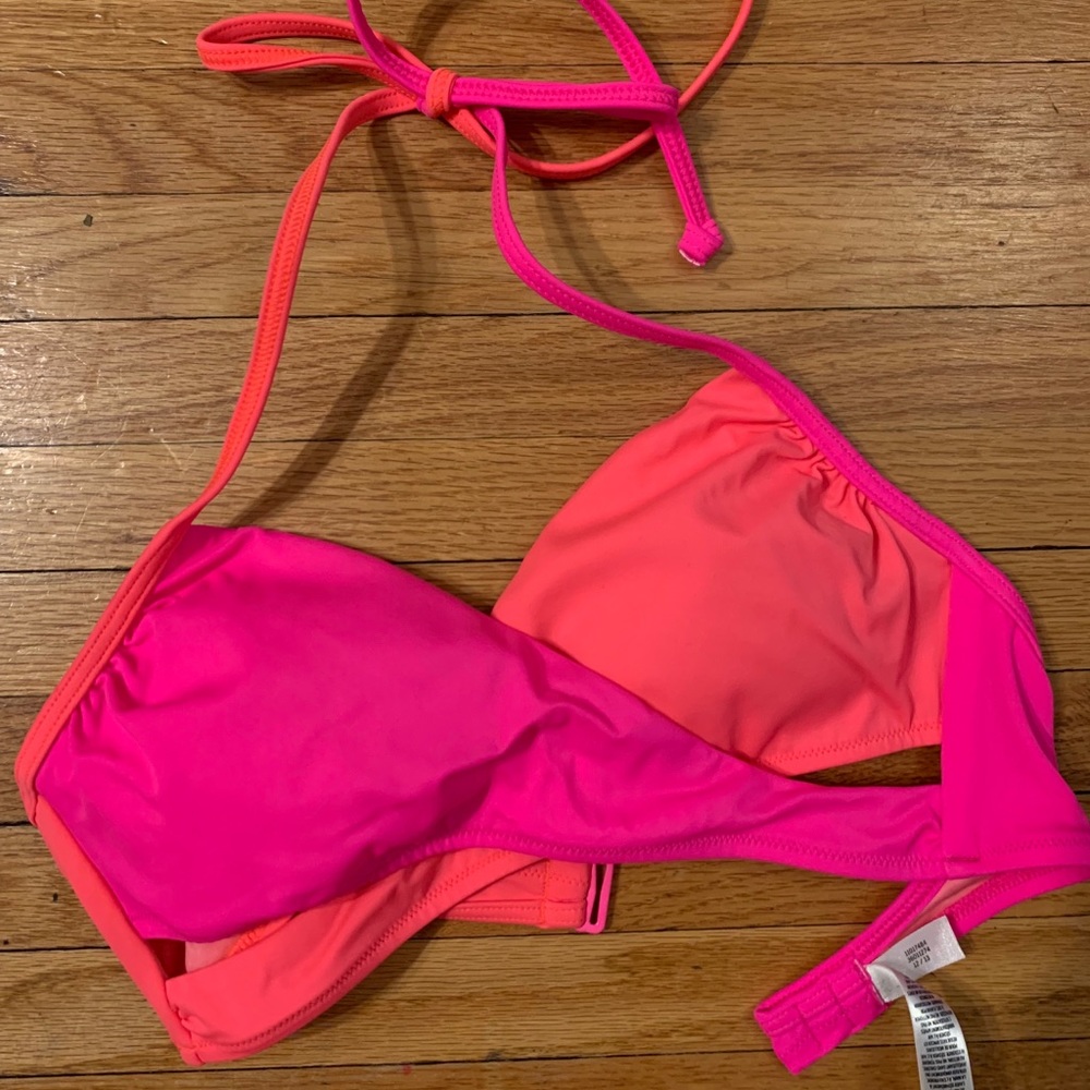 PINK swim pink and coral body wrap top